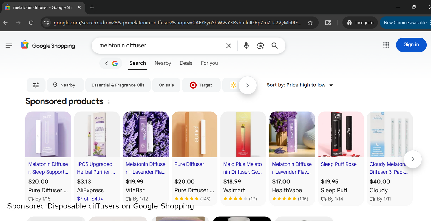 Melatonin Refillable Diffuser Kit, Equivalent to 30 Disposable Diffuser Pens